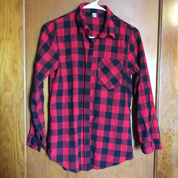 Red and black plaid button down. - Picture 1 of 1